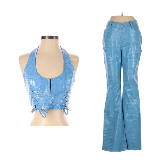 Princess Polly Pants - Princess Polly Blue Set - Faux Leather Size 4